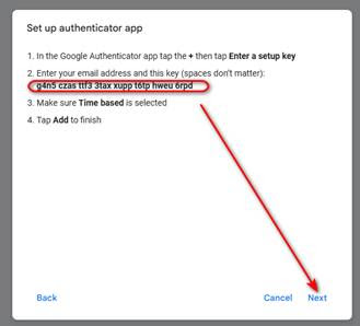 کلید authenticator